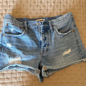 Madewell Light Blue Relaxed  Distressed Jean Shorts